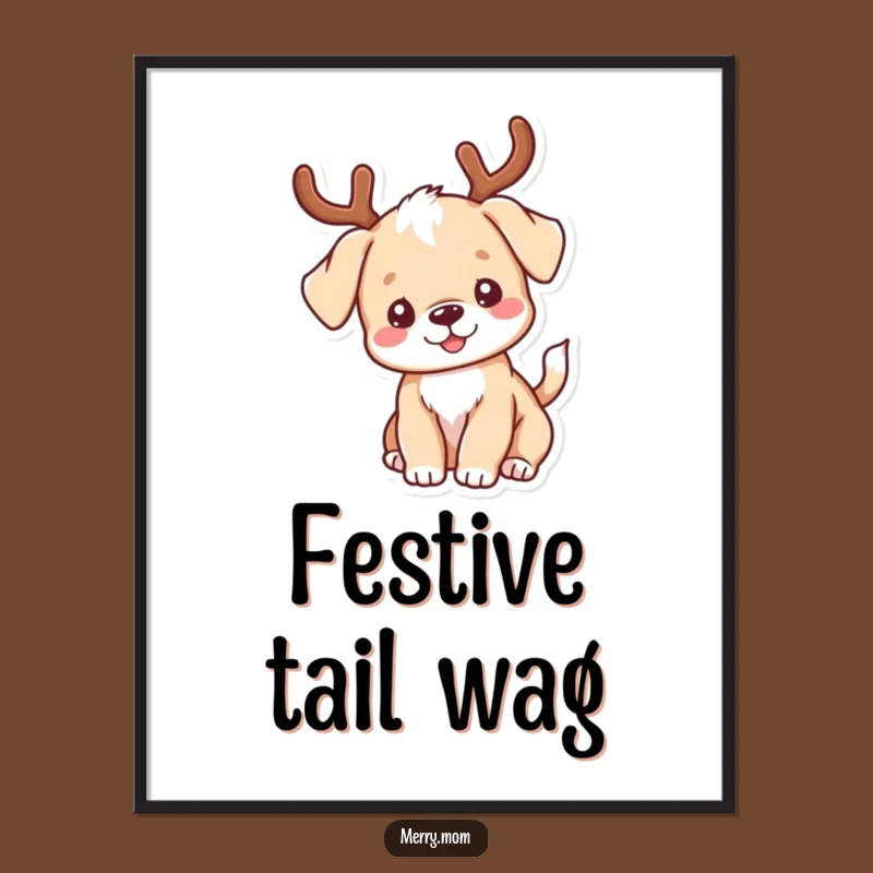 Funny Kawaii Puppy Antlers Digital Art - Joyful & Humorous Instant Download