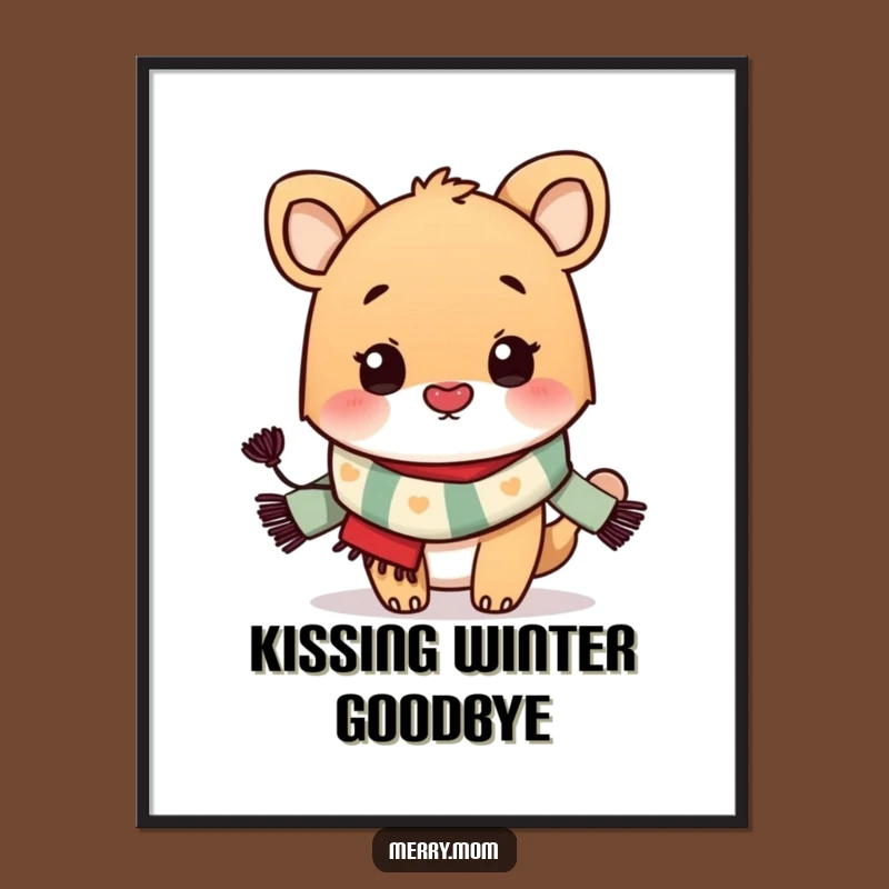 Funny Animal Kiss Digital Art: Festive Scarf Printable, Charming Funny Gift for Walls