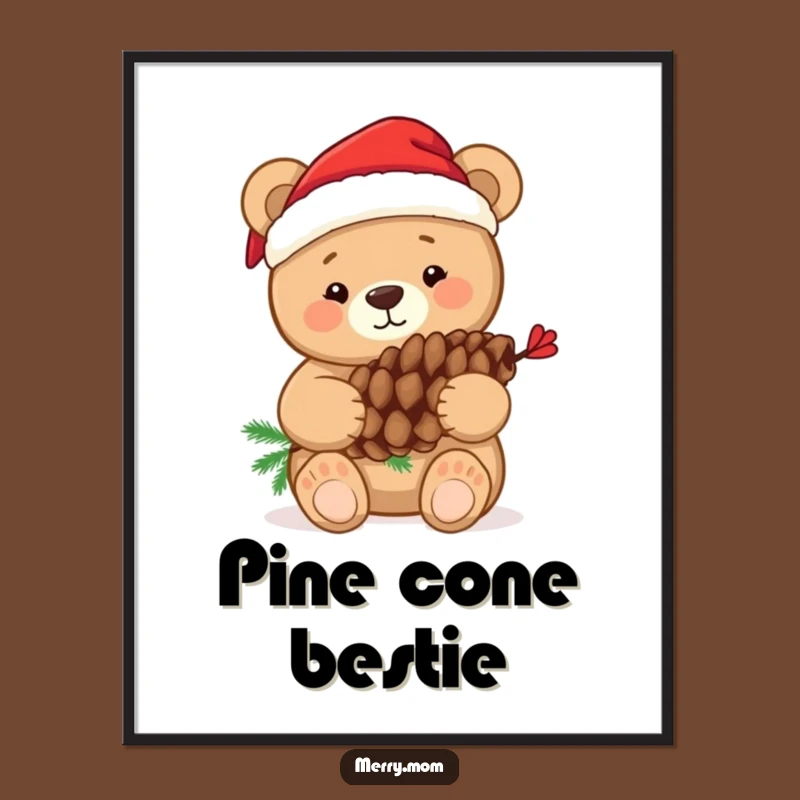 Funny Bear Pine Cone Digital Art: Instant Holiday Cheer for Your Walls