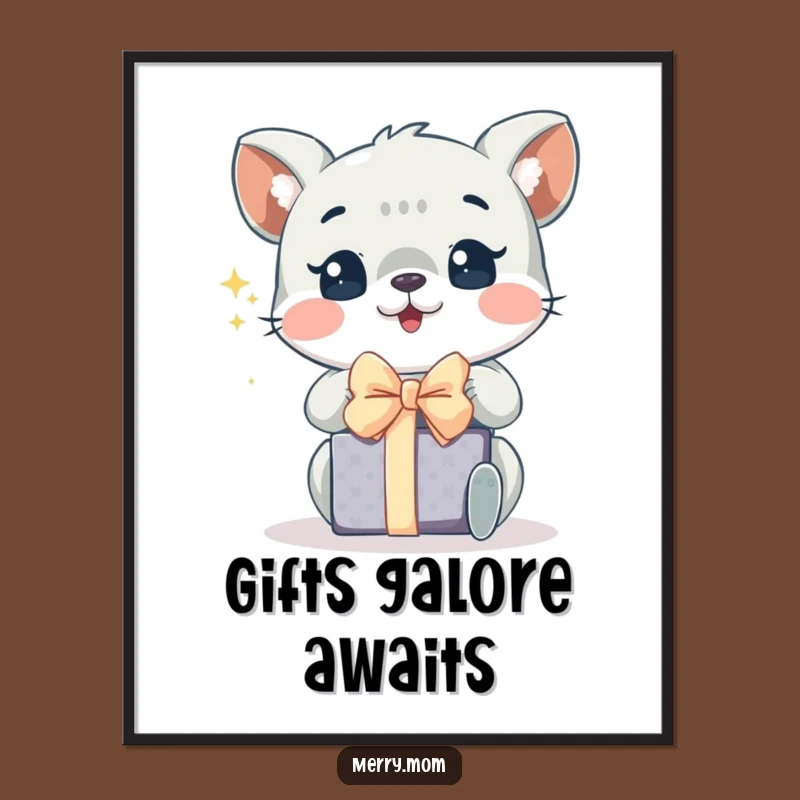 Funny Excited Animal Digital Print: Instant Sparkling Art, Gift Unwrapping Gift