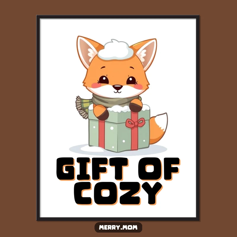 Funny Fox Scarf Gift Digital Art: Instant Winter Whimsy for Your Walls