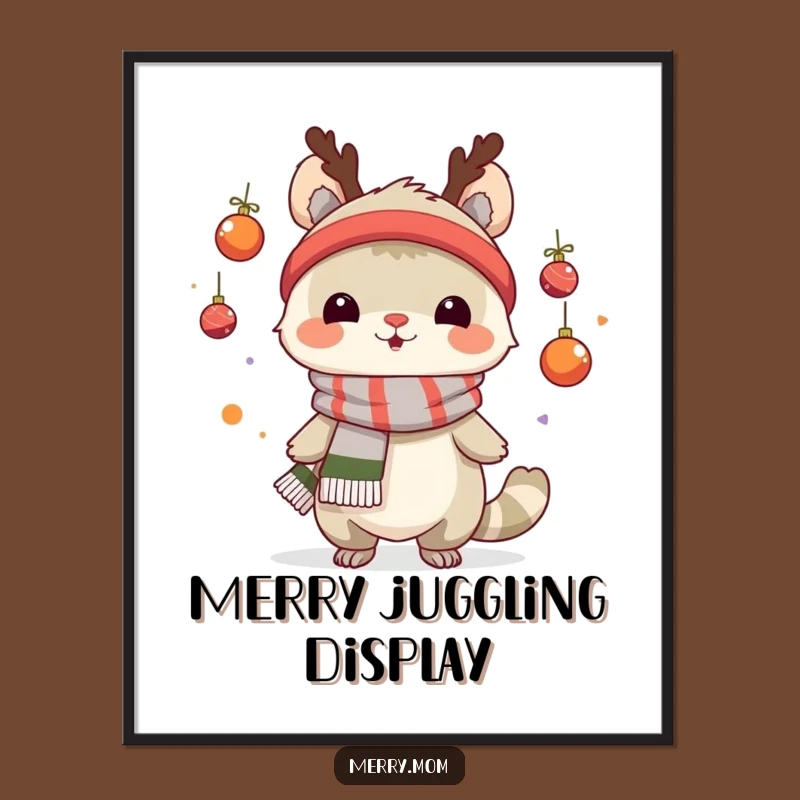 Funny Juggling Creature Digital Print: Instant Festive Wall Art and Holiday Gift
