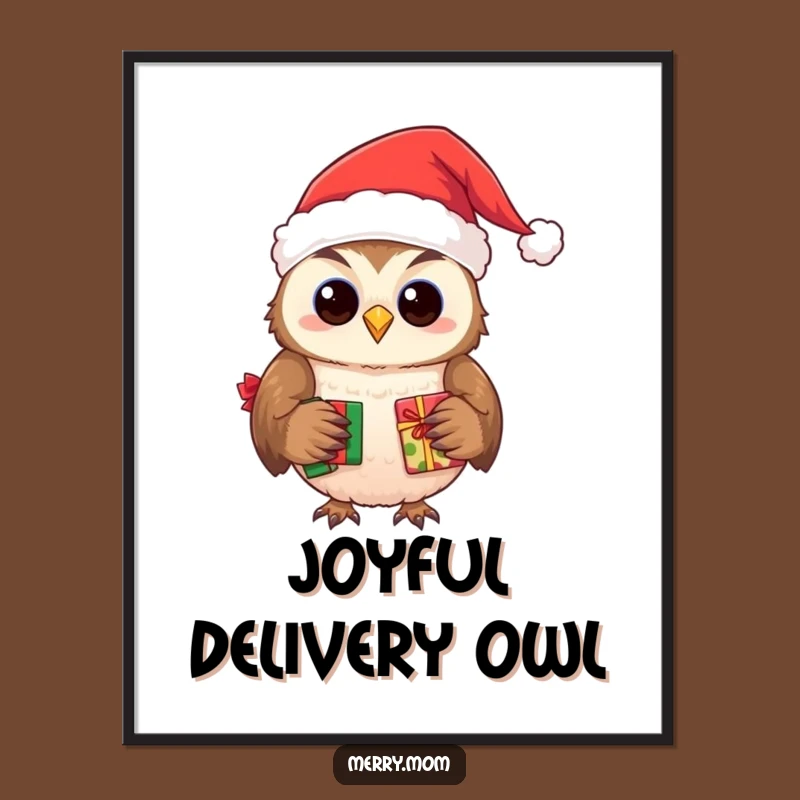 Funny Owl Santa Digital Art - Instant Wise Holiday Decor