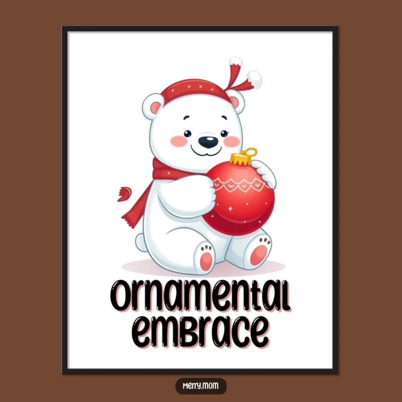 Funny Polar Bear Hug Digital Art - Instant Holiday Cheer Download Gift