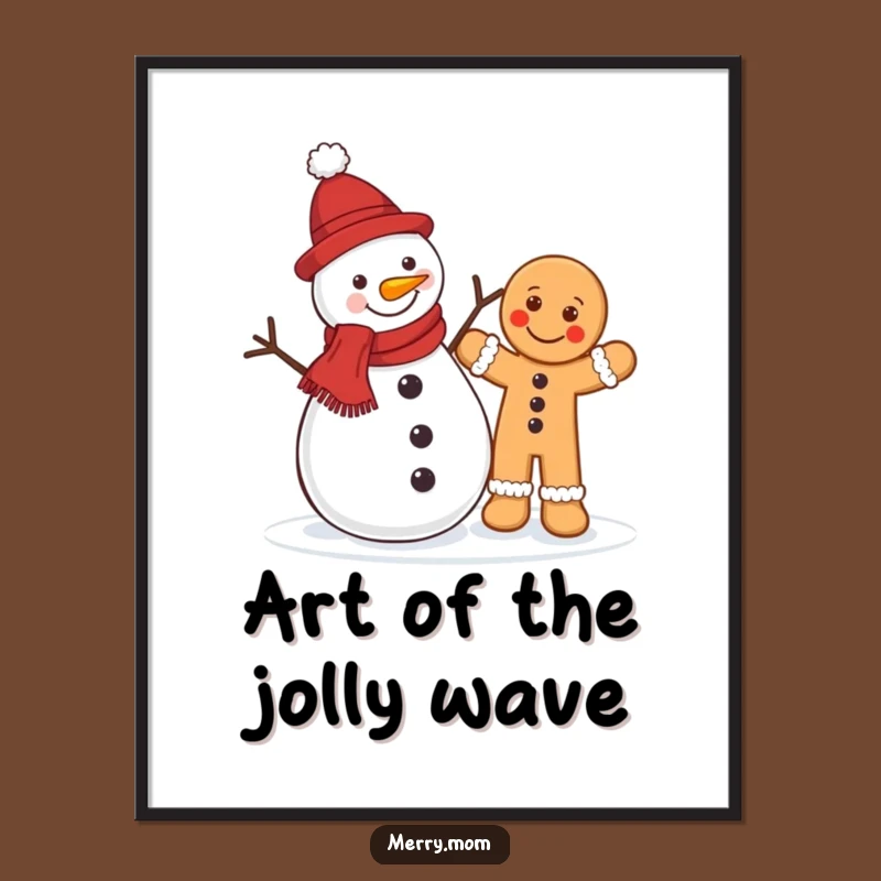 Funny Snowman Gingerbread Digital Art: Instant Christmas Download, Unique Funny Gift