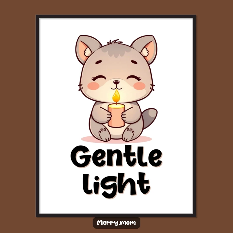 Funny Animal Candle Digital Art - Instant Serene Glow Print