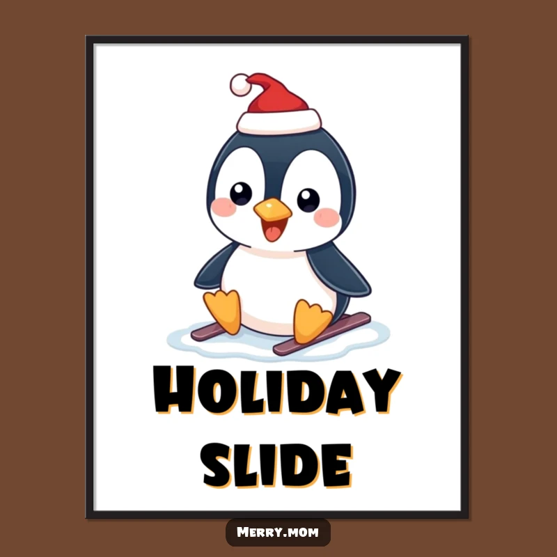 Funny Penguin Slide Digital Art - Instant Holiday Cheer Download Gift