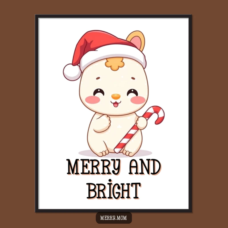 Funny Santa Animal Digital Art: Cheerful Candy Cane Download, Perfect Funny Gift