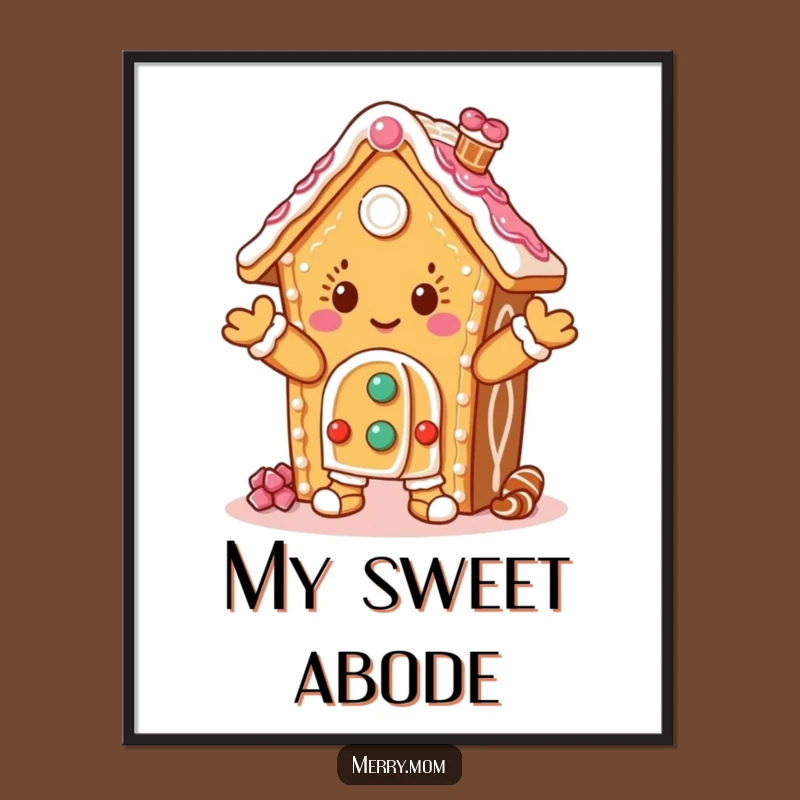 Funny Dancing Gingerbread House Digital Art for Instant Festive Joy