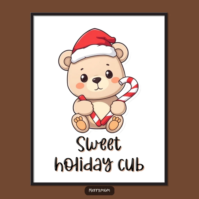 Funny Bear Santa Digital Art - Instant Sweet Holiday Decor
