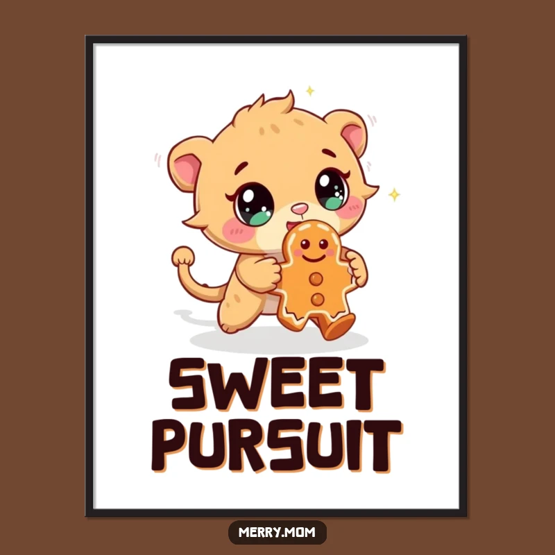 Funny Creature Art Print: Cookie Chase Download, Playful Funny Gift Decor