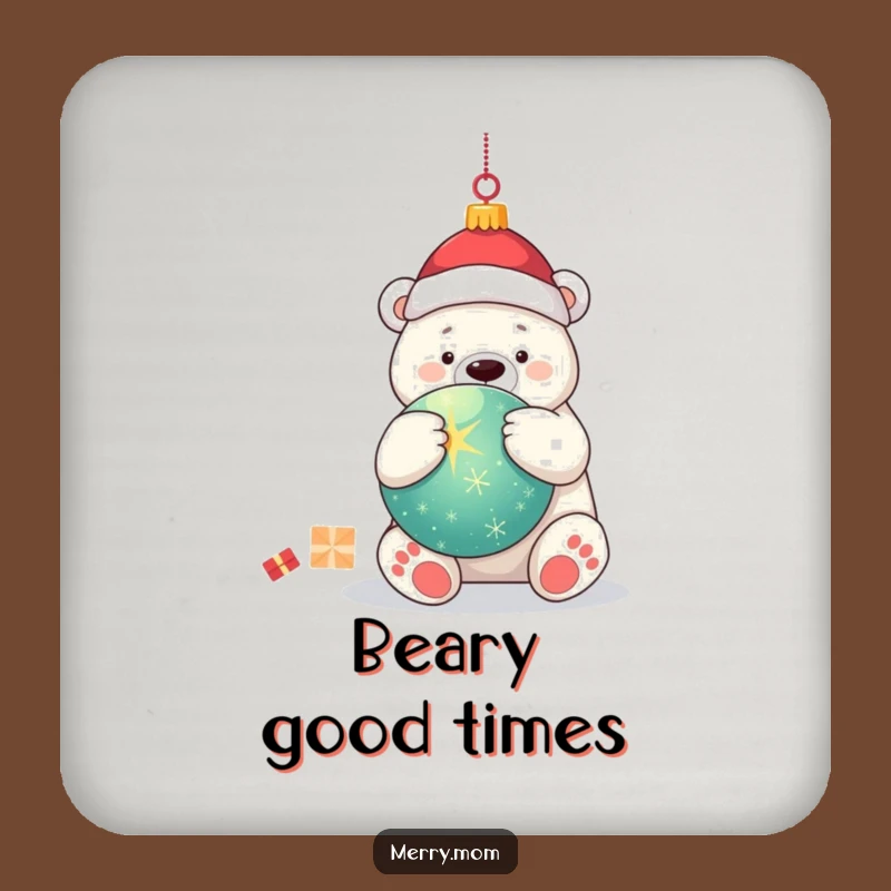 Funny Kawaii Polar Bear Drink Coaster: Holiday Ornament Hug Protection