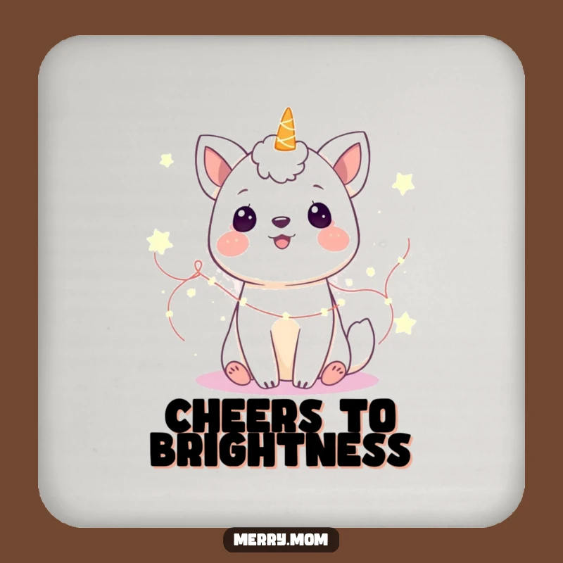 Funny Gleeful Animal Fairy Lights Coaster: Magical Drink Decor, Whimsical Funny Gift