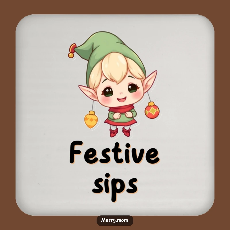 Coasters: Funny Elf Hanging Ornaments Set - Protect Surfaces with Holiday Cheer!