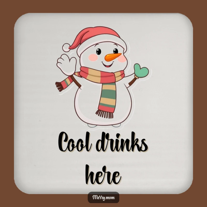 Coasters: Funny Snowman Waving Set - Protect Surfaces with Winter Cheer!