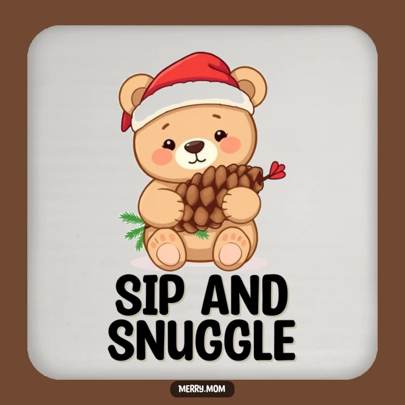 Funny Bear Pine Cone Coaster: Protect Surfaces with Holiday Charm