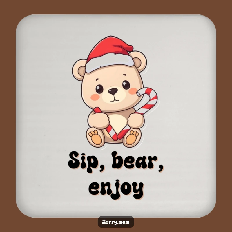 Funny Bear Santa Coaster Set - Protect Surfaces with Sweet Charm