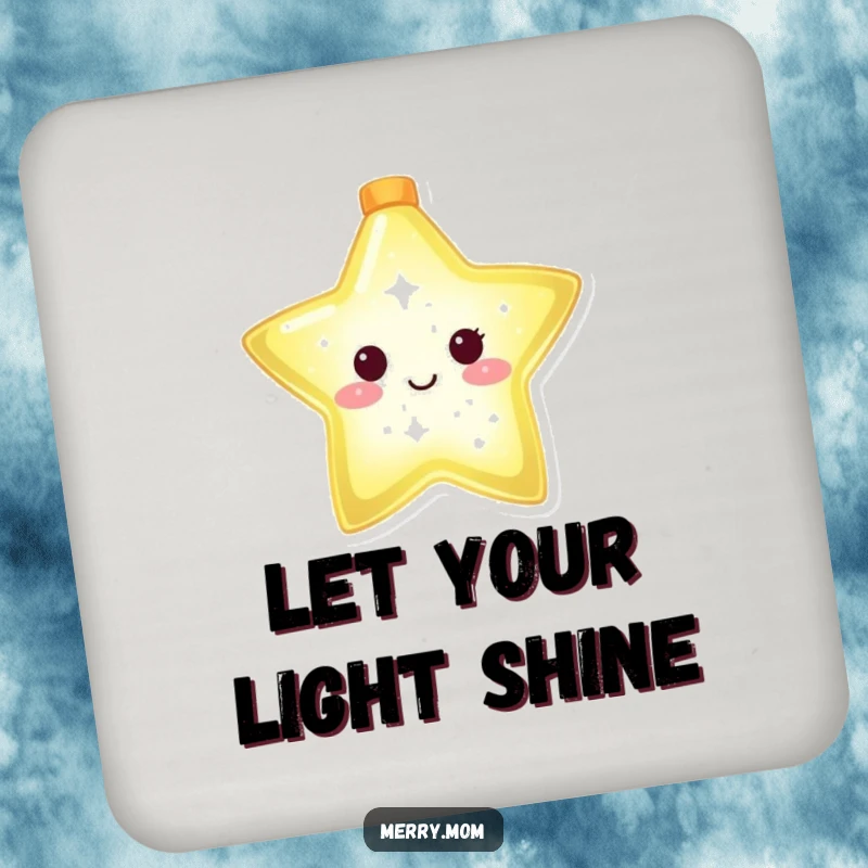 Funny drink coasters featuring a glowing Christmas star character shining brightly, adding celestial charm and surface protection.