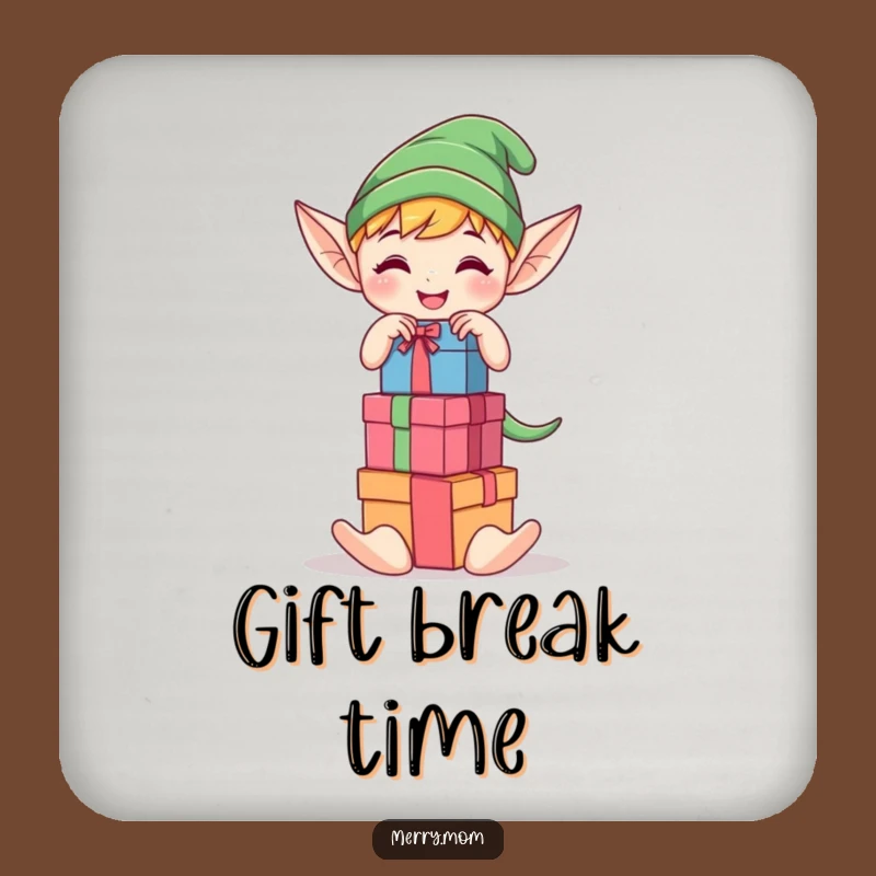 Funny Elf Stacking Gifts Coaster Set - Kawaii Drink Protector, Festive Table Gift