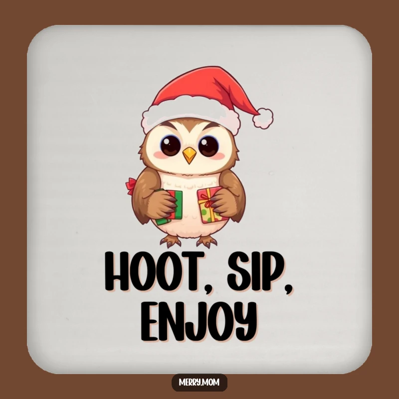 Funny Owl Santa Coaster Set - Protect Surfaces with Wise Charm