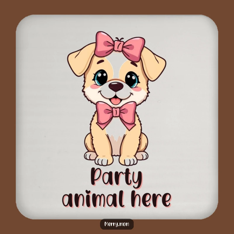 Funny Puppy Bow Coaster: Protect Surfaces with Canine Charm Gift