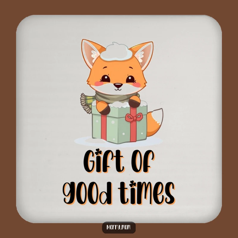 Funny Fox Scarf Gift Coaster: Protect Surfaces with Playful Charm