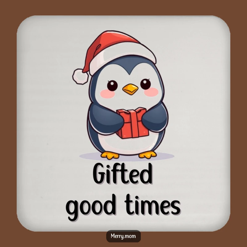 Funny Kawaii Penguin Drink Coaster: Santa Hat & Gift Protection