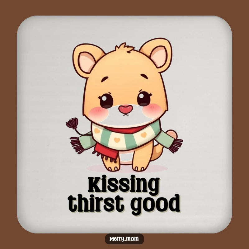 Funny Animal Kiss Coaster: Festive Scarf Drink Protector, Cute Funny Gift for Tables