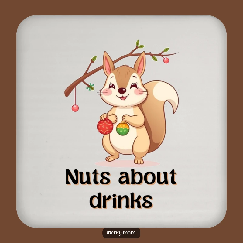 Funny Squirrel Coasters (Set of 4): Decorating Branch, Protect Funny Gift!