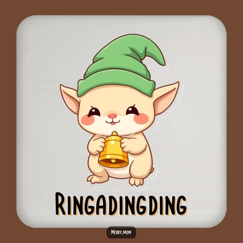 Funny Elf Creature Coaster Set with Bell - Festive Drink Protection