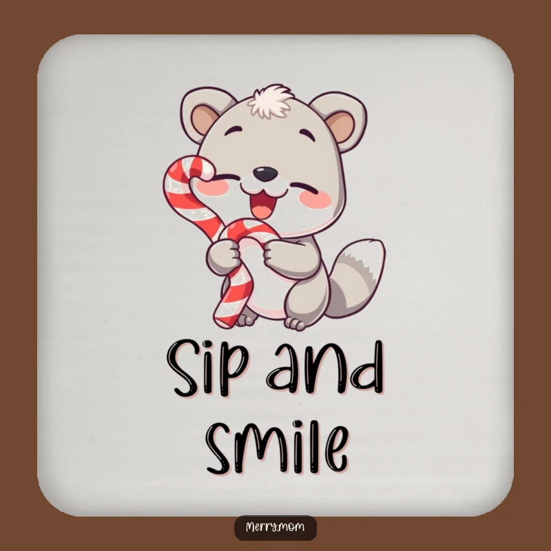 Funny Animal Candy Cane Coaster - Festive Protection with a Wink