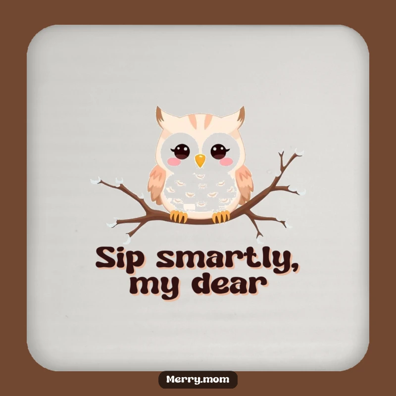 Funny Snowy Owl Coaster Set: Whimsical Winter Drink Coasters