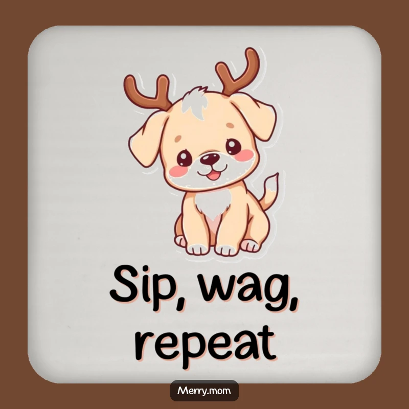 Funny Kawaii Puppy Antlers Coaster - Cute & Humorous Drink Protector