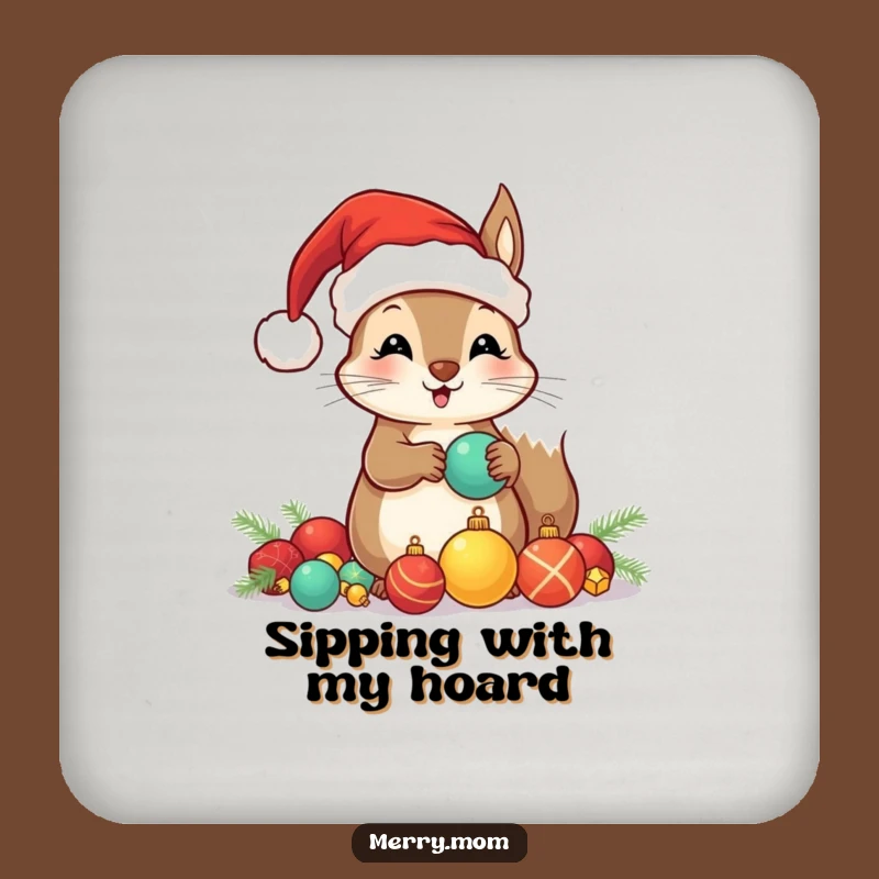 Funny Santa Squirrel Coaster: Protect Surfaces with This Hilarious Ornament Art!