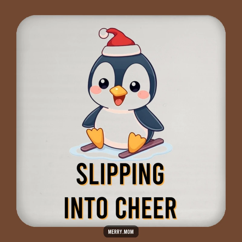 Funny Penguin Slide Coaster Set - Protect Surfaces with Festive Art Gift