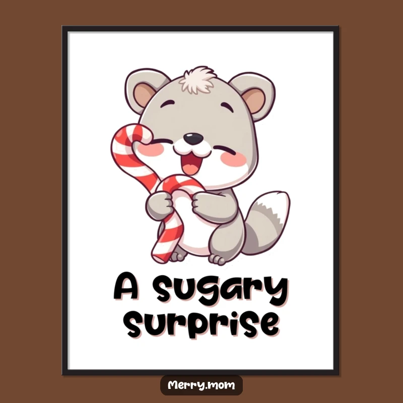 Funny Animal Candy Cane Poster - Festive Wall Art with a Wink