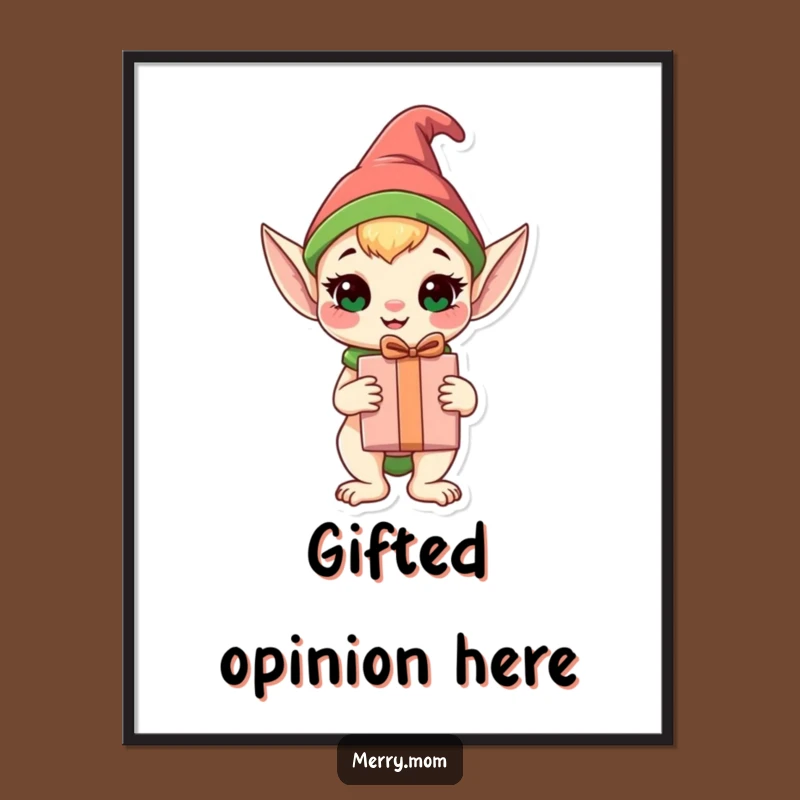 Funny Elf Animal Poster: Happy Gift Holder, Festive Art, Perfect Funny Gift!
