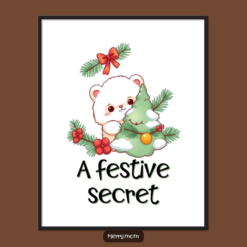 Funny Fluffy Creature Poster - Whimsical Hide-and-Seek Wall Art
