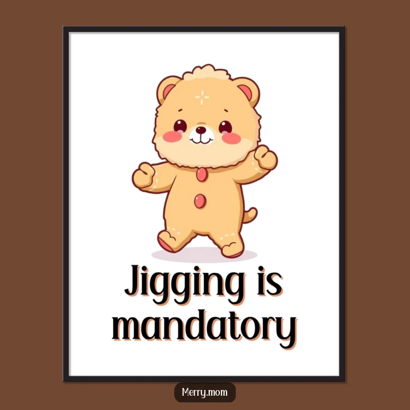 Funny Gingerbread Animal Poster: Fluffy Jig Art, Festive Holiday Decor Gift