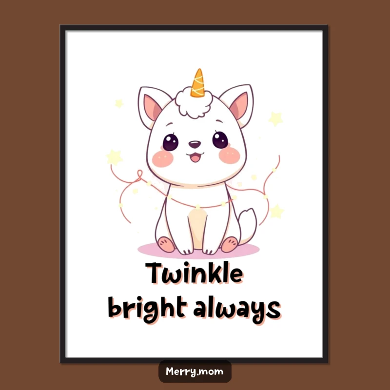 Funny Gleeful Animal Fairy Lights Poster: Magical Wall Art, Enchanting Funny Gift
