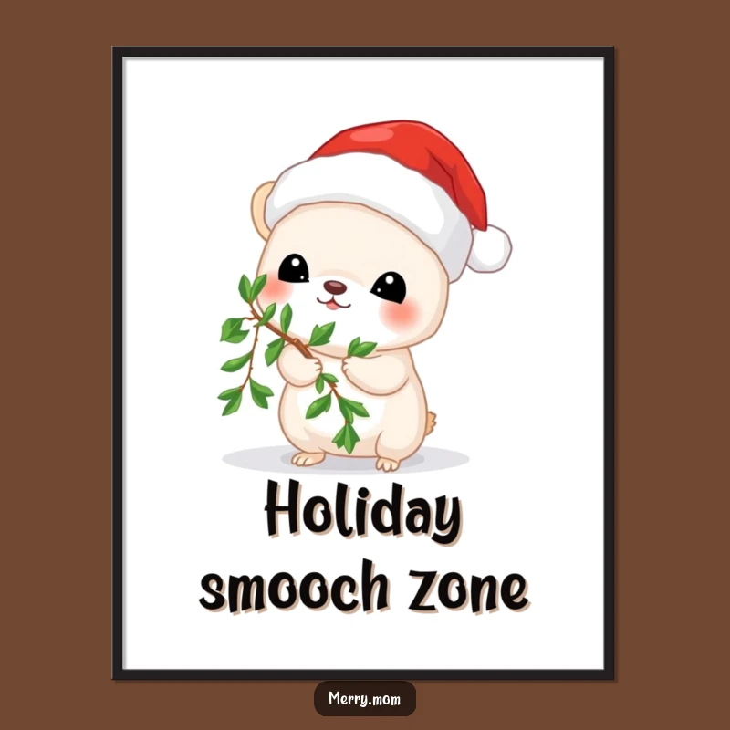 Funny Mistletoe Mouse Poster: Festive Wall Art and Adorable Animal Christmas Gift