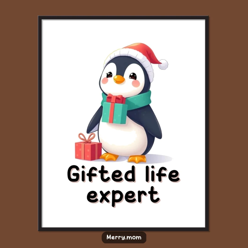 Funny Penguin Gift Balance Poster: Whimsical Christmas Art, Charming Funny Gift