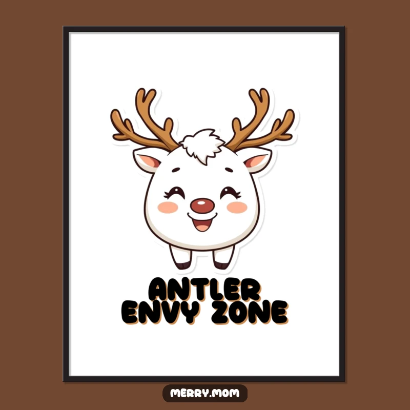 Funny Reindeer Creature Poster: Broad Smile Art, Festive Holiday Decor Gift