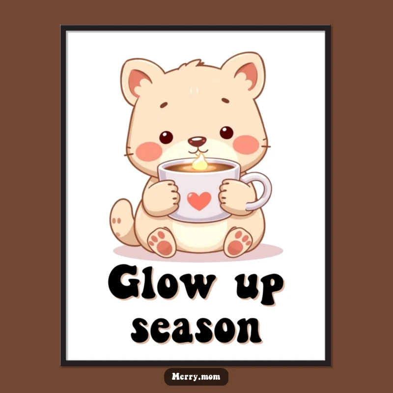 Cozy Animal Cocoa Poster: Warm Glow Art, Humorous Wall Decor, Unique Gift Idea