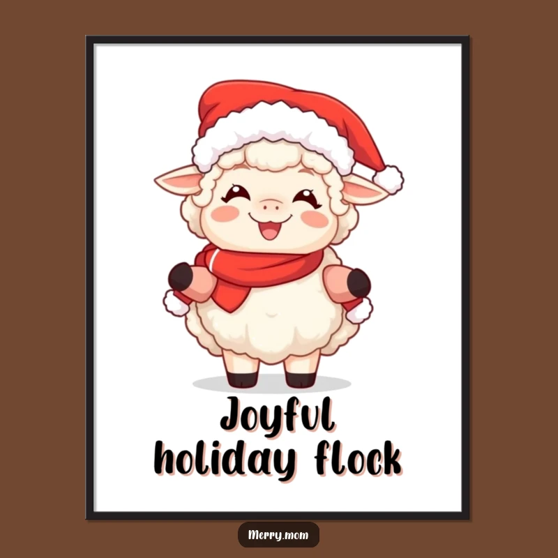 Funny Sheep Mrs. Claus Poster - Adorable Holiday Wall Art Decor
