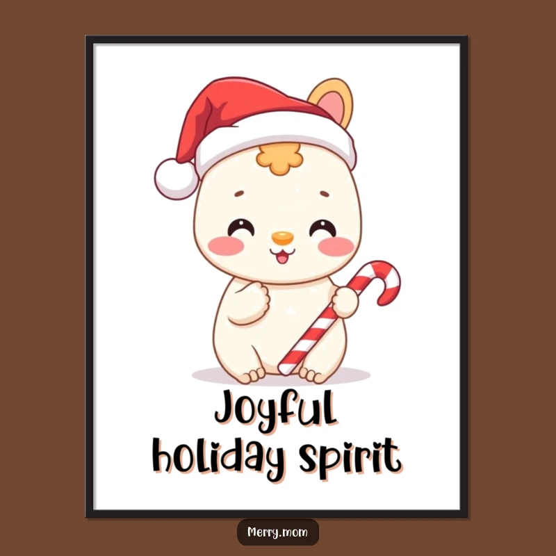 Funny Santa Animal Poster: Cheerful Candy Cane Holiday Art, Perfect Funny Gift