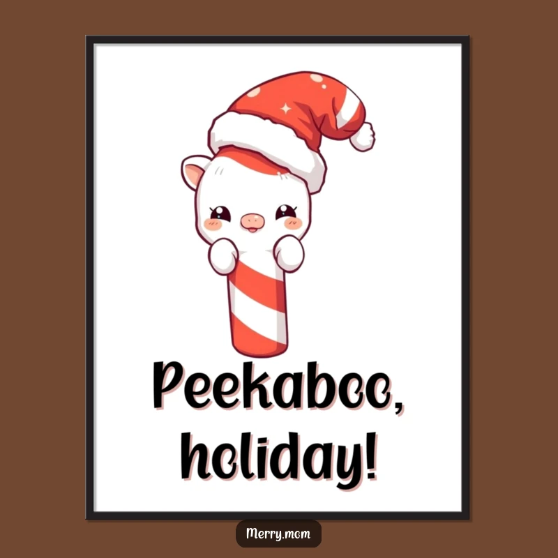 Funny Christmas Creature Poster: Festive Candy Cane Art, Ideal Funny Gift Decor