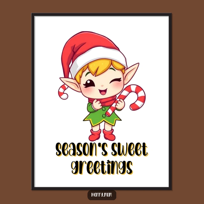 Funny Elf Winking Poster - Festive Wall Art for Holiday Lovers