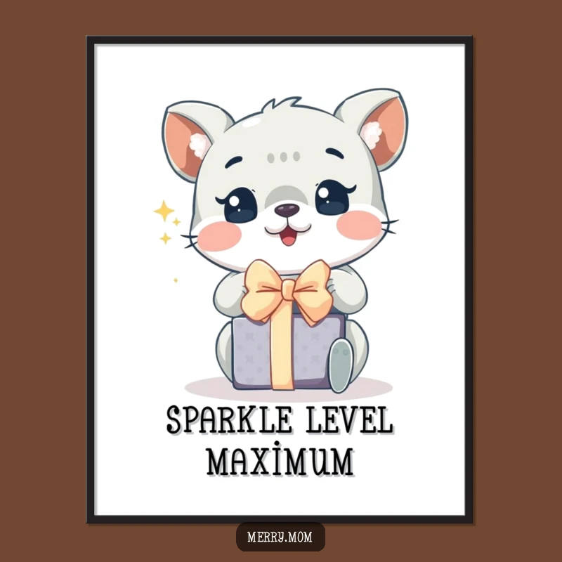 Funny Excited Animal Poster: Sparkling Art, Gift Unwrapping Delight, Holiday Decor Gift