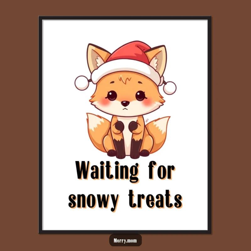 Funny Santa Fox Poster: Adorable Holiday Animal Art Print
